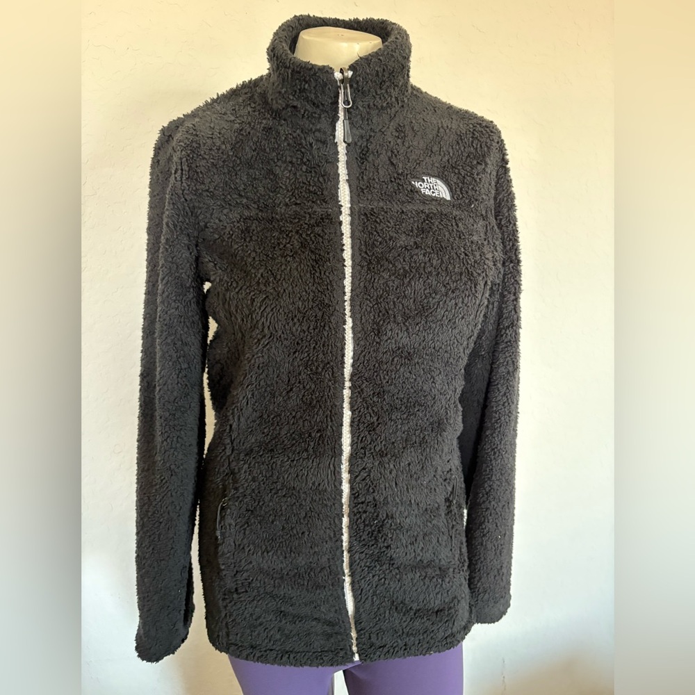 The North Face Women's Black Fleece Jacket with White Zipper